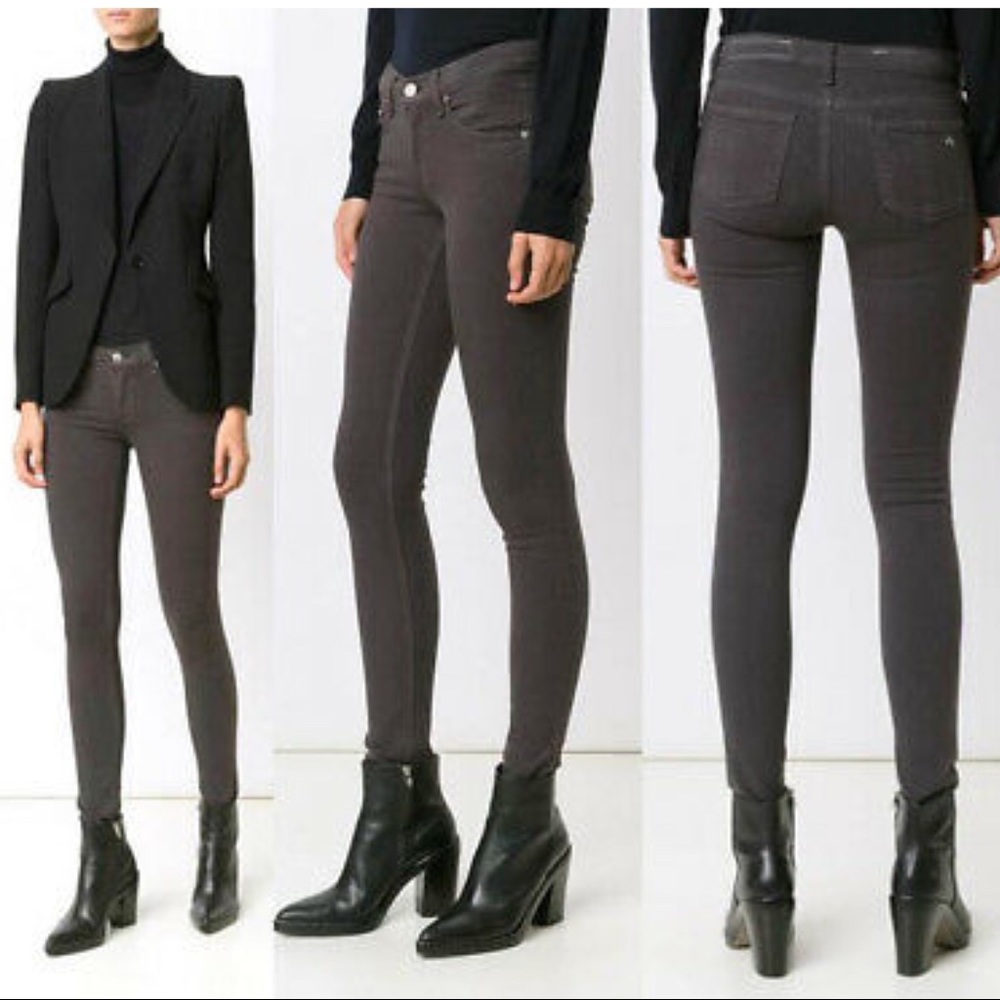 Rag & Bone Charcoal Mid Rise Skinny Jeans